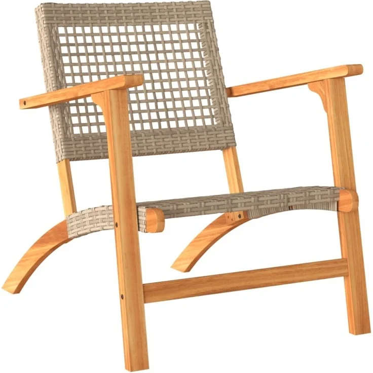 vidaXL Gartenstühle 2 Stk. Beige Poly Rattan und Akazienholz 365869 – Bild 11