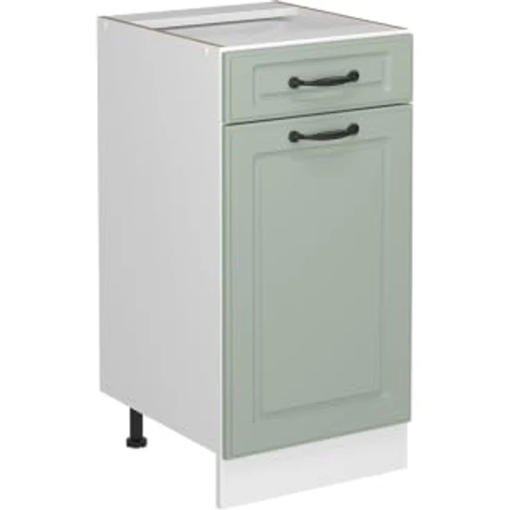 Vicco Küchenunterschrank "R-Line", Mint Landhaus/Weiß 40 cm | MDF-Front · Ohne Arbeitsplatte · Höhenverst. Füße · ✓ Leichter Zugriff · ✓ Frei kombinierbar – Bild 1