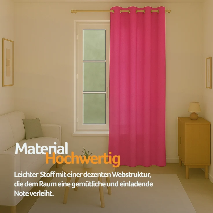 Bestlivings Blickdichte, Gardine mit Ösen, in vielen Größen und Farben Pink 140x145 cm – Bild 4