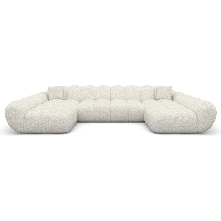 Sofa Dreams Loungesofa Maleron U Form Studio Design Couch, Sofa Wohnlandschaft, 6-Sitzer, Boucléstoff Bezug in Weiß – Bild 3