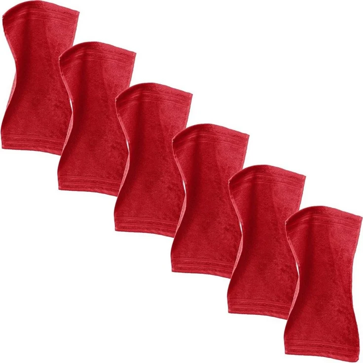 Erwin Müller Gästehandtuch "Heidelberg" 6er-Pack, Frottier (6-St), Walk-Frottier Uni, Rot, 30x50 cm – Bild 1