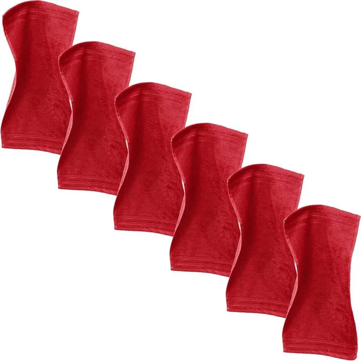 Erwin Müller Gästehandtuch "Heidelberg" 6er-Pack, Frottier (6-St), Walk-Frottier Uni, Rot, 30x50 cm