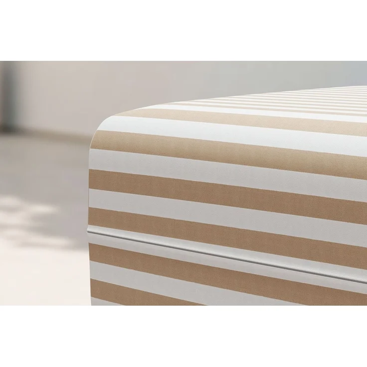 Gestreifter Outdoor-Pouf, weiß und braun – Bild 2