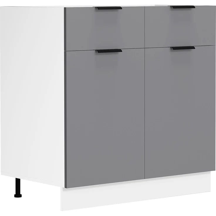 VCM Küchenmöbel Unterschrank Fasola 920533 Weiß / Anthrazit H. 82 x B. 80 x T. 46 cm – Bild 1