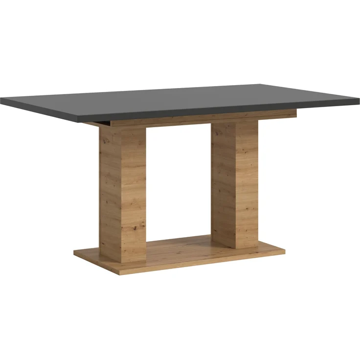 Ausziehbarer Esstisch (B/H/T): 150-190x76x80 in Artisan Nachbildung und grau Nachbildung mit Doppelsäulen-Fußgestell – Bild 1
