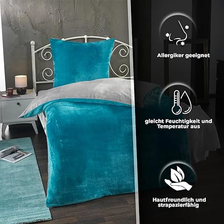 Malika Wendebettwäsche 135x200 + 80x80 cm Cashmere Touch Bettwäsche, atmungsaktiv, Mikrofaser, 2 teilig, Für Allergiker geeignet, pflegeleicht, angenehm weicher Stoff – Bild 3