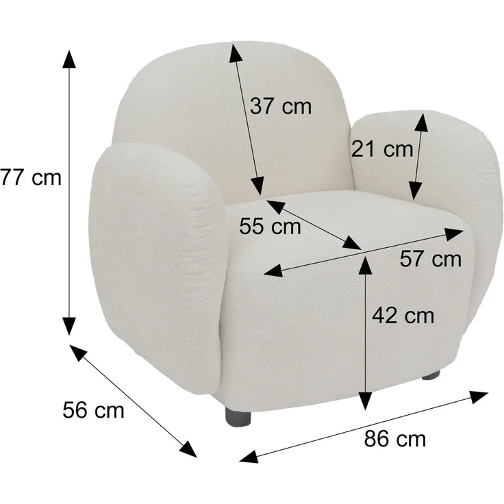 Sessel HWC-P33, Lounge-/Relax-/Cocktailsessel Polstersessel, Stoff/Textil Chenille (330 g/m²) ~ hellgrau – Bild 3