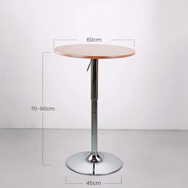 WeHome - Bartisch, hoher Couchtisch, höhenverstellbarer Couchtisch, quadratischer oder runder Tisch, Küchentisch (Brown, rund) – Bild 4