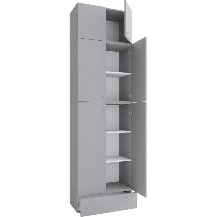 MID.YOU Schuhschrank Grau, Kunststoff, 70x240x39 cm, Drehtüren, Garderobe, Schuhaufbewahrung