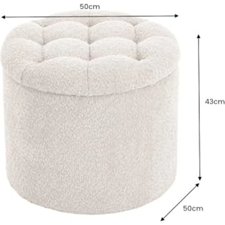 riess-ambiente Sitzhocker MODERN BAROCK 50cm champagner · Aufbewahrungskorb mit Bouclé-Bezug (Einzelartikel, 1 St), zylinderförmig · rund · abnehmbarer Deckel · mit Stauraum · Wohnzimmer – Bild 3