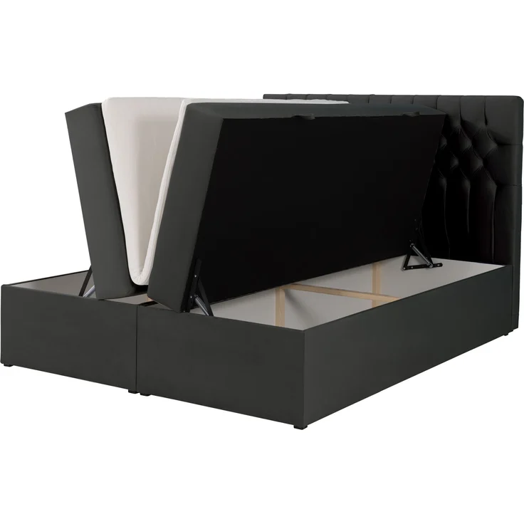 Selsey 'Daissy' Boxbett 140×200 mit Matratze und Topper, Samt, Dunkelgrau – Bild 3