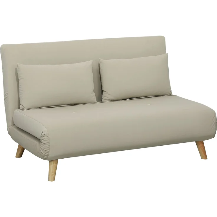 HOMCOM 2-Sitzer Sofa mit Bettfunktion, verstellbare Rückenlehne, bis 250 kg belastbar, Beige, 130 x 78 x 79 cm – Bild 1