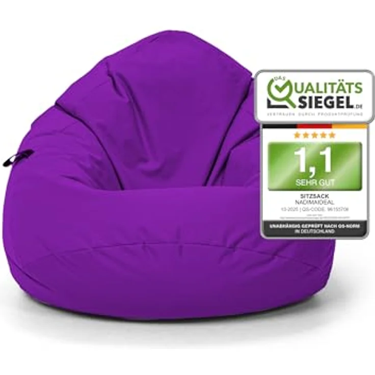 Nadimaideal Sitzsack Tropfenform Kastanie | Bodenkissen für Kinder & Erwachsene | Indoor & Outdoor | Gaming Sitzsack - Sitzkissen - Beanbag | Füllung EPS Perlen (Lila, XXL-Durchmesser 88 cm) – Bild 2