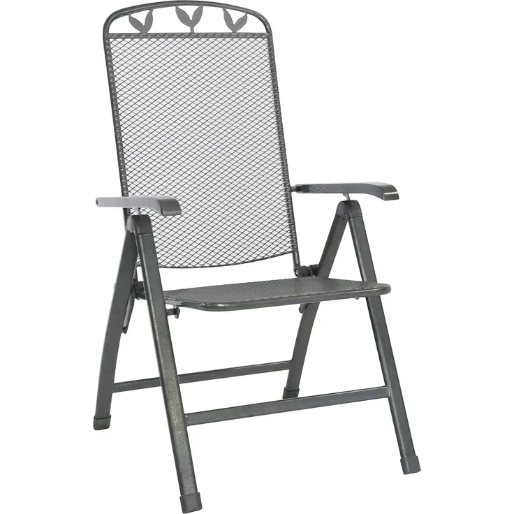 greemotion Klappstuhl Toulouse klappbar wetterfest verstellbar Gartenstuhl Balkonstuhl 58x108x64 cm eisengrau