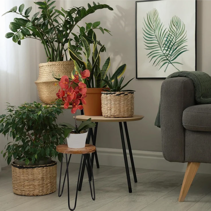 Relaxdays Retro Blumenhocker aus Akazie – Bild 2