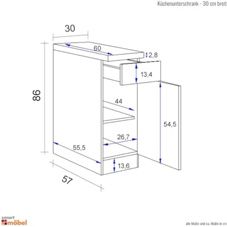 Flex-Well Unterschrank Nano (B x H x T) 30 x 85/86 x 60 cm – Bild 5