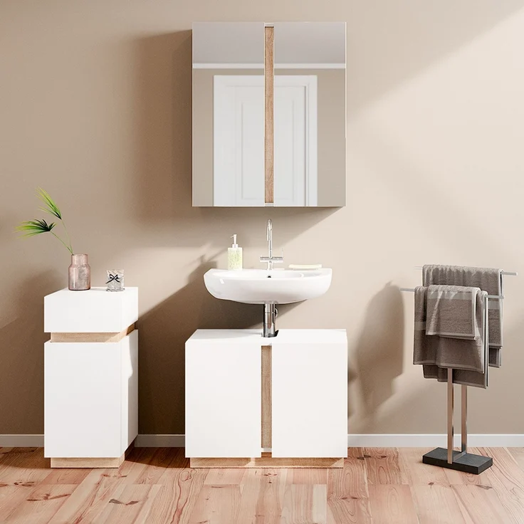 Badmöbel-Set Gloria Weiß 3-teilig Vicco – Bild 5
