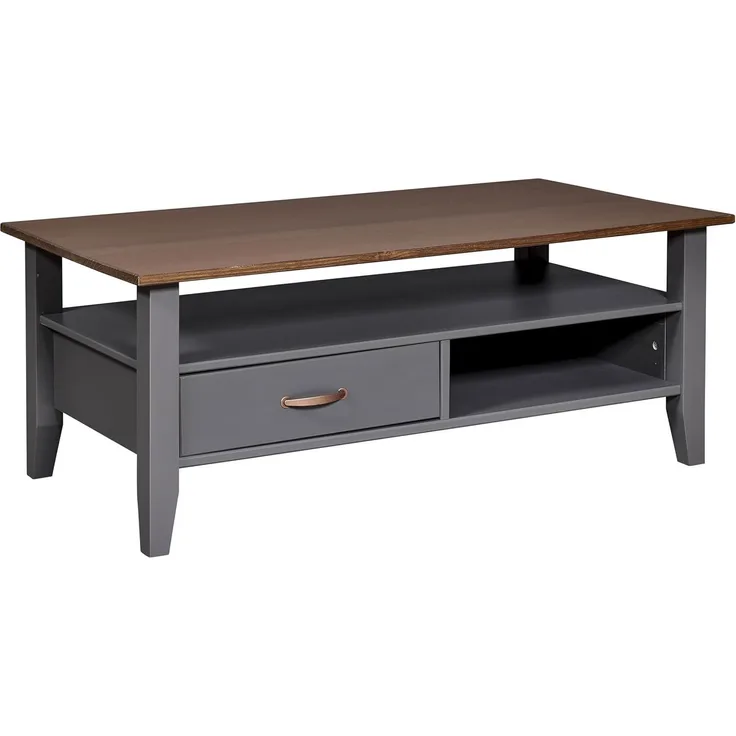 Inter Link - Couchtisch - Massivholztisch - Wohnzimmertisch - Sofatisch - Kiefer Massivholz - Spanplatte beschichtet- Artisan Eiche Optik - Anthrazit - Luzerna