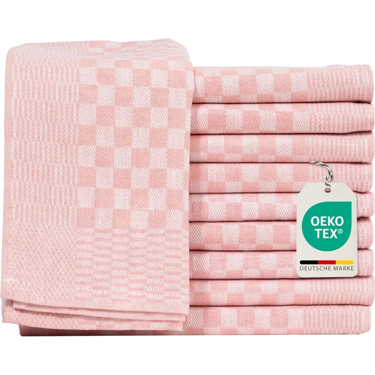 Müskaan - 10er Set Luxus Grubentücher 50x70 cm 100% Baumwolle 210 g/m² Spühltuch Küchentücher Abwaschlappen 75g rosé