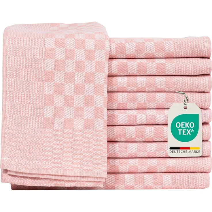 Müskaan - 10er Set Luxus Grubentücher 50x70 cm 100% Baumwolle 210 g/m² Spühltuch Küchentücher Abwaschlappen 75g rosé