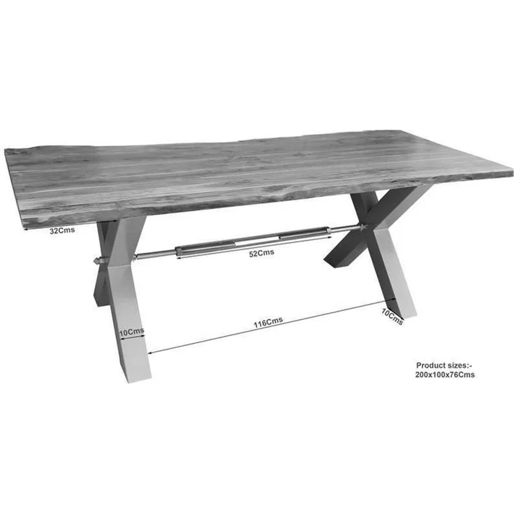 Esstisch Akazie 200x110x76 natur lackiert IRON LABEL #186 – Bild 7