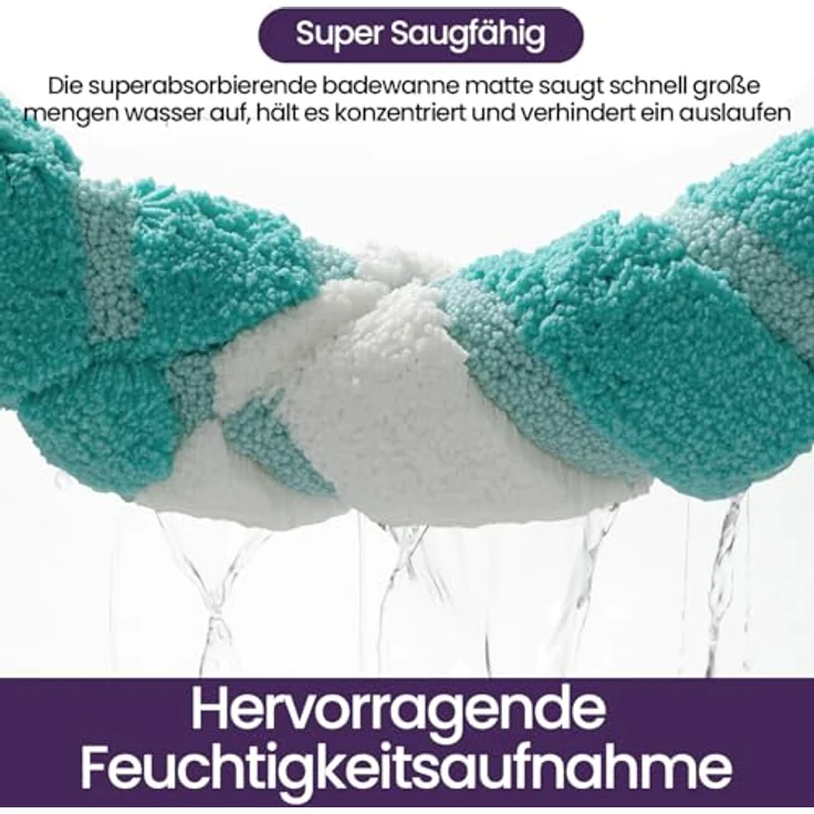 DEXI Badezimmerteppich rutschfest Badematte 40x60 cm,Badteppich Saugfähig Weich Maschinenwaschbar für Badezimmer,Grün – Bild 5