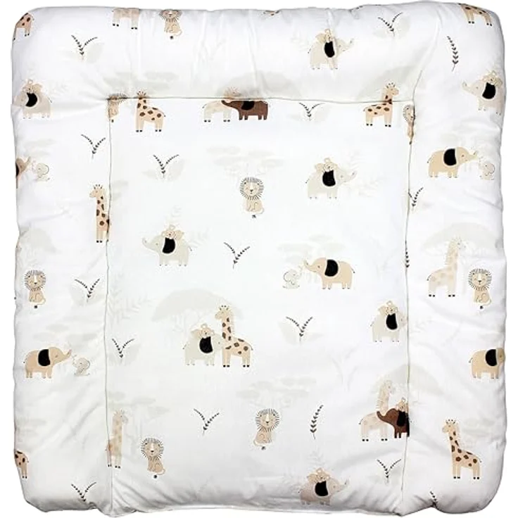 TupTam Baby Wickeltischauflage mit Baumwollbezug Gemustert, Farbe: Savanne Beige, Größe: 70x70 cm – Bild 2