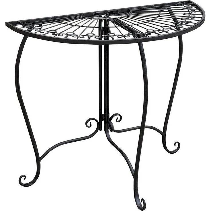 Spetebo Beistelltisch aus Metall halbrund schwarz - 80 x 71 cm (Anzahl, 1-St, Stück), schwer und stabil – Bild 1