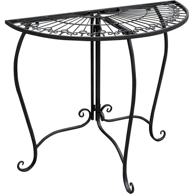 Spetebo Beistelltisch aus Metall halbrund schwarz - 80 x 71 cm (Anzahl, 1-St, Stück), schwer und stabil