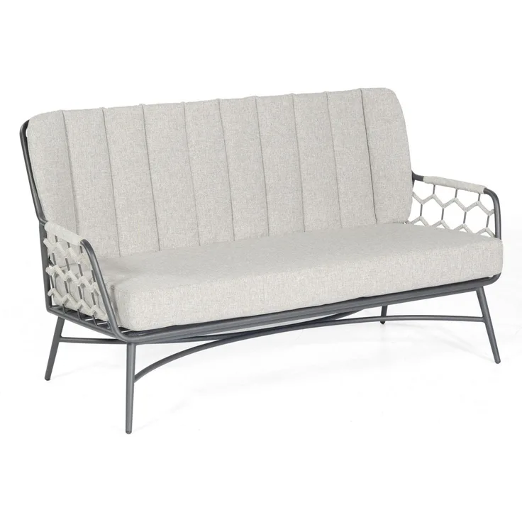 Sonnenpartner Loungesofa Yale Aluminium mit Polyrope silbergrau Relaxsofa Garten-Sofa