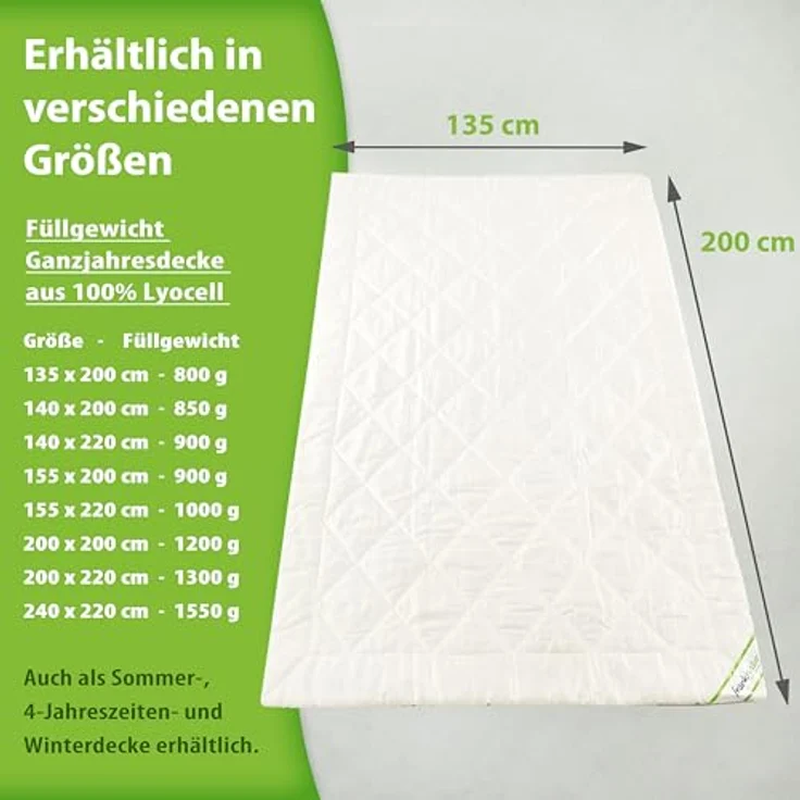 franknatur Naturfaserbettdecke Ganzjahresdecke Lyocell, Füllung: 100% Lyocell, Bezug: 100% Lyocell, temperaturausgleichende Mono-Ganzjahresdecke – Bild 7