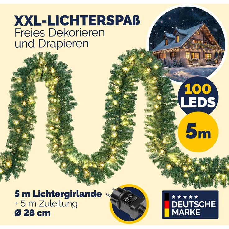 Casaria 2er Set Weihnachtsgirlande 100LEDs – Bild 3