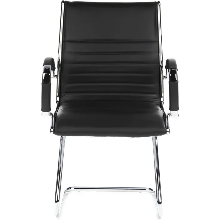 hjh OFFICE Besucherstuhl Konferenzstuhl PARMA V Leder Schwarz
