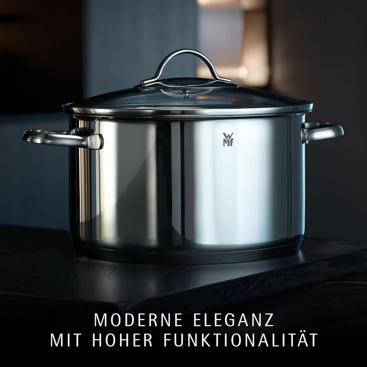 WMF 'Provence Plus' Suppentopf mit Glasdeckel, Ø 24 cm, 8,8 Liter, Cromargan Edelstahl poliert, unbeschichtet, backofengeeignet – Bild 3