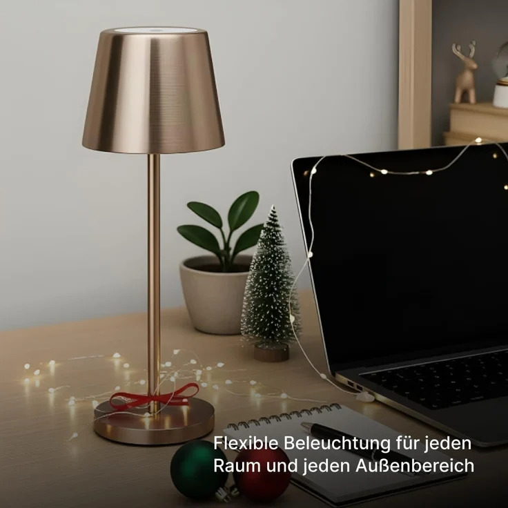 Brilliant Xaana LED Tischlampe - Helles Kupfer, Höhenverstellbares Produkt, touch dimmer stufenlos, IP44 spritzwassergeschützt, 37 cm hoch, USB aufladbar, für den Innen- und Außenbereich – Bild 10