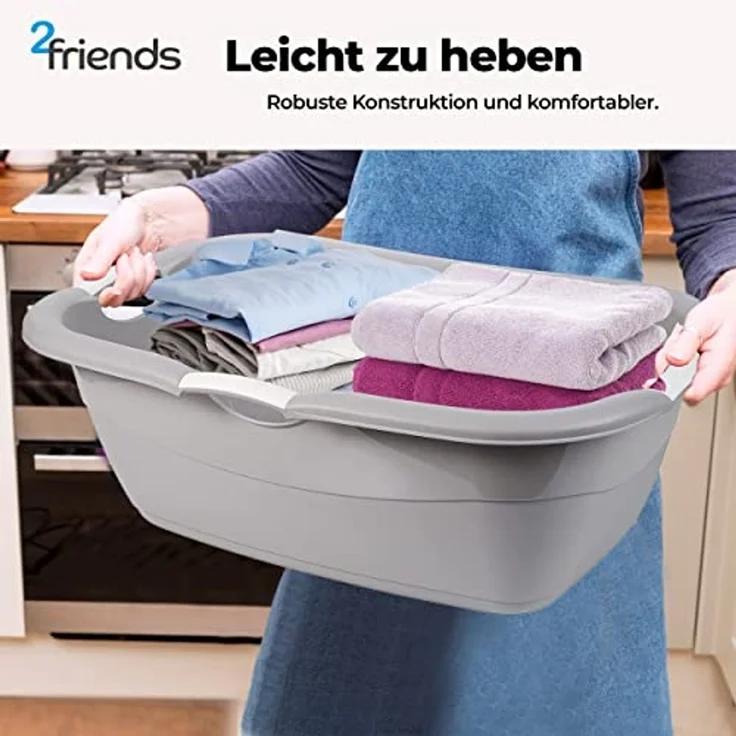 2friends Wäschewanne Premium Wäschekörbe ohne Löcher (3er Set 68x46x25 cm), Multifunktional für den Haushalt – Bild 5
