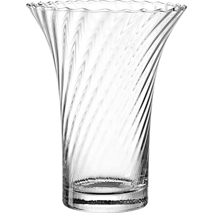 LEONARDO HOME Ravenna, Blumenvase aus 3D veredeltem Glas, handgefertigte geschwungene Glasvase, Unikat, Höhe: 22 cm, transparentes Klarglas – Bild 1