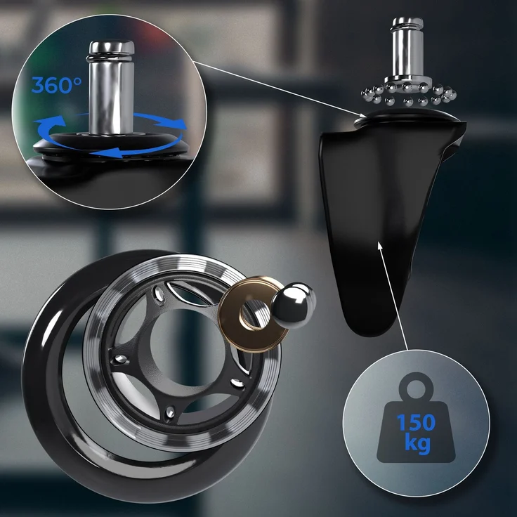 CLP 5er Set Hartbodenrollen,schwarz – Bild 4