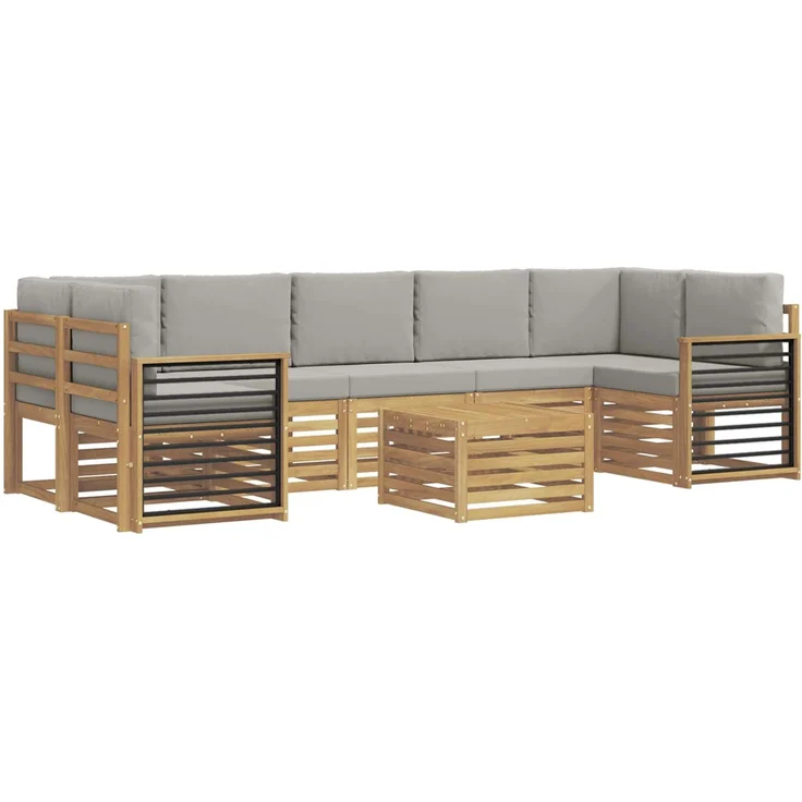 vidaXL Outdoor-Sofagarnitur 8 stk. 7-Sitzer Weiß und Hellgrau 3391566 – Bild 2