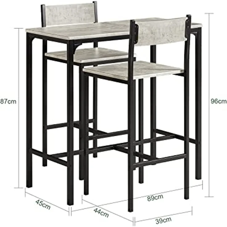 SoBuy Bartisch OGT03, Bartisch Set 3-teilig Esstisch Bistrotisch Balkonmöbel Bistromöbel – Bild 3