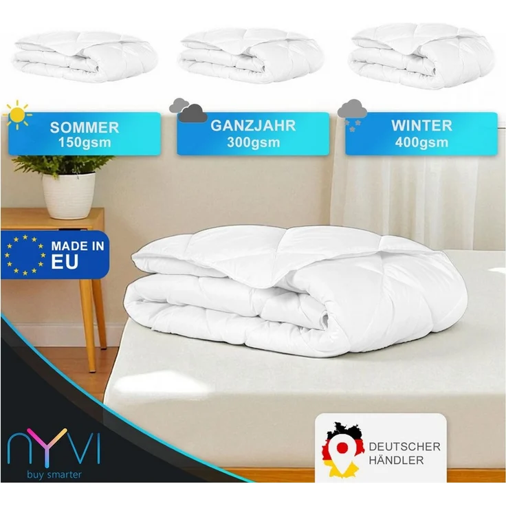 NYVI Microfaserbettdecke Bettdecke DreamScience Comfort 135x200 cm Ganzjahresdecke 300 gsm, Füllung: Mikrofaser, Bezug: Polyester Mikrofaser, Premium Steppdecke, Bei 95°C Waschbar Kochfest, Atmungsaktiv – Bild 2