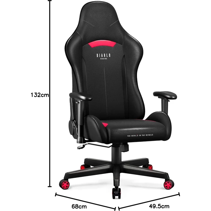 Diablo Gamer Stuhl Stoff | Gaming Stuhl Ergonomisch mit Stoffbezug, Verstellbare Armlehnen, Kippmechanismus | Schreibtischstuhl Gaming, Bürostuhl Gaming bis zu 136 kg | X-Starter | Schwarz – Bild 3