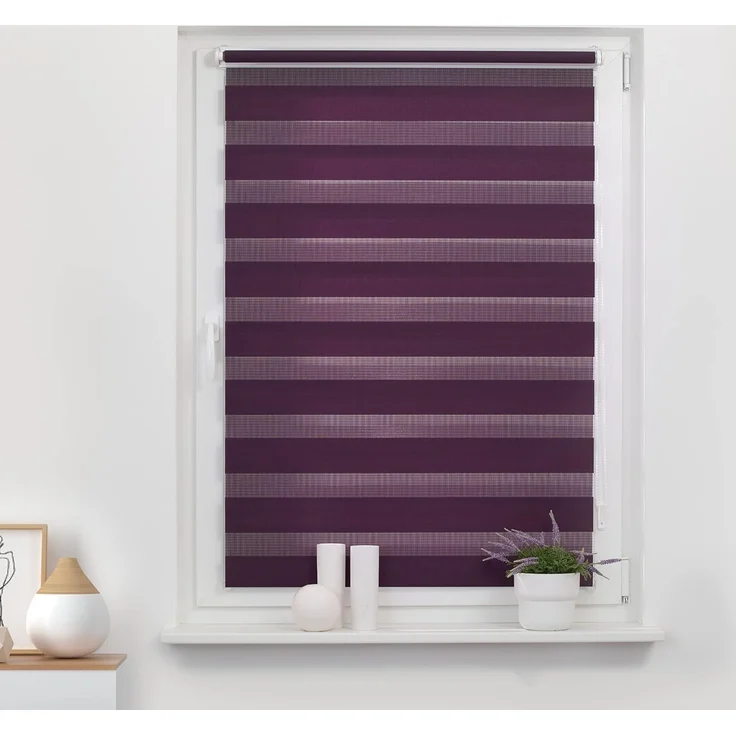 Lichtblick Doppelrollo Klemmfix ohne Bohren, Streifen, Blickdicht, Klemmträger-Montage, Sichtschutz, Wandmongtage, Deckenmontage, für Fenster und Türen Brombeer,100x150 cm (B x L) – Bild 3