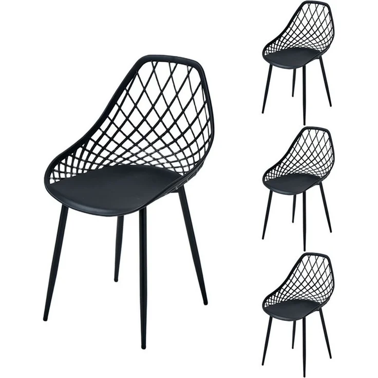 PPkrimnel Bistrostuhl PP-Sitz & Metallrahmen, moderner Esszimmerstuhl, Gartenstuhl (4 St), Balkon- & Poolgeeignet, Gitterdesign, wetterfest, für Innen & Außen – Bild 1