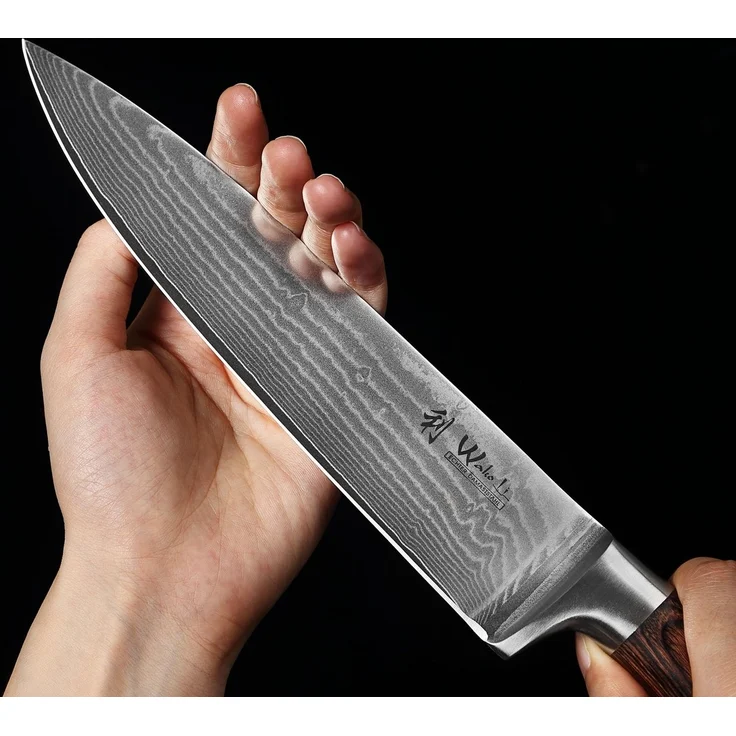Wakoli Universalküchenmesser EDIB Damast Chefmesser I Kochmesser Küchenmesser I 20cm Klinge, VG10 Kern, 67 Lagen Damaststahl, Pakkaholzgriff, inkl. Geschenkbox – Bild 3