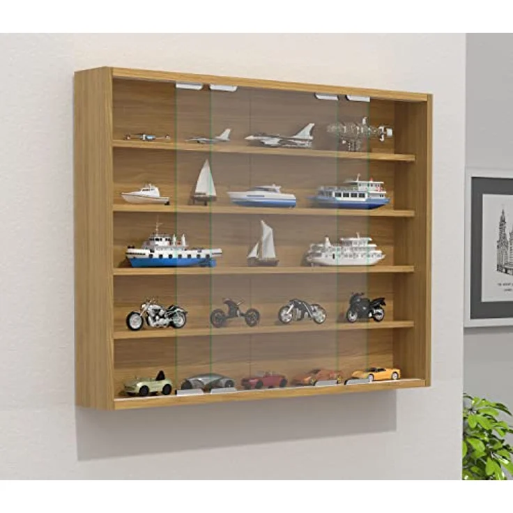 MID.YOU Hängevitrine, Buche, 4 Fächer mit Schiebetüren, 77x60x10 cm, hängend für Wohnzimmer – Bild 2