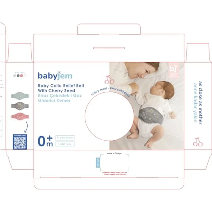 Babyjem Kirschkernkissen Baby Bauchgurt, Grau | Natürlicher Wärmegürtel gegen Koliken und Blähungen, Waschbarer Bezug, 100% Natürliche Kirschkernfüllung – Bild 7
