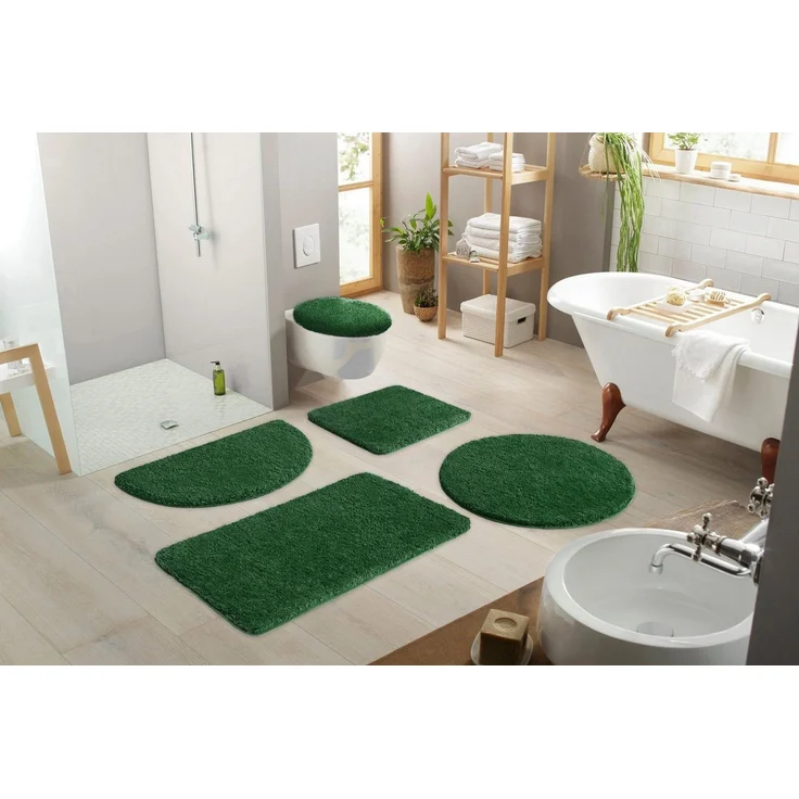OTTO home Badematte Inga, Badezimmer Teppich, Badvorleger, Höhe 20 mm, rutschhemmend beschichtet, fußbodenheizungsgeeignet, schnell trocknend, strapazierfähig, Polyester, rund, Badteppich, unifarben, weich, als halbrund und rechteckig erhältlich – Bild 3
