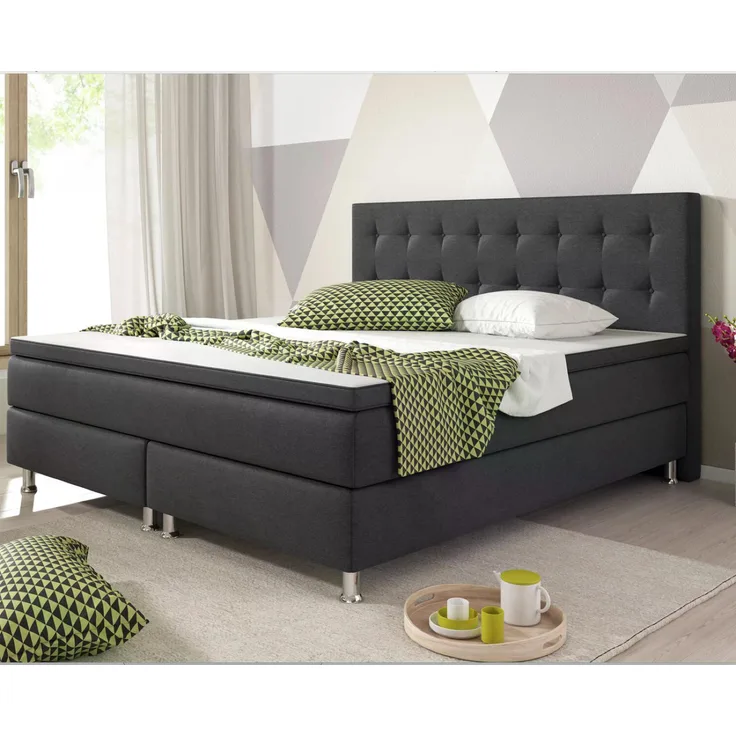 BERN Boxspringbett 180x200cm H3 Anthrazit