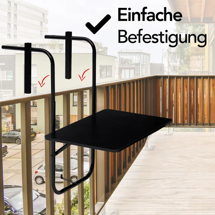 Infinity Goods Balkontisch – klappbar – 40 x 60 cm – verstellbar – hängend – schwarz – Bild 5